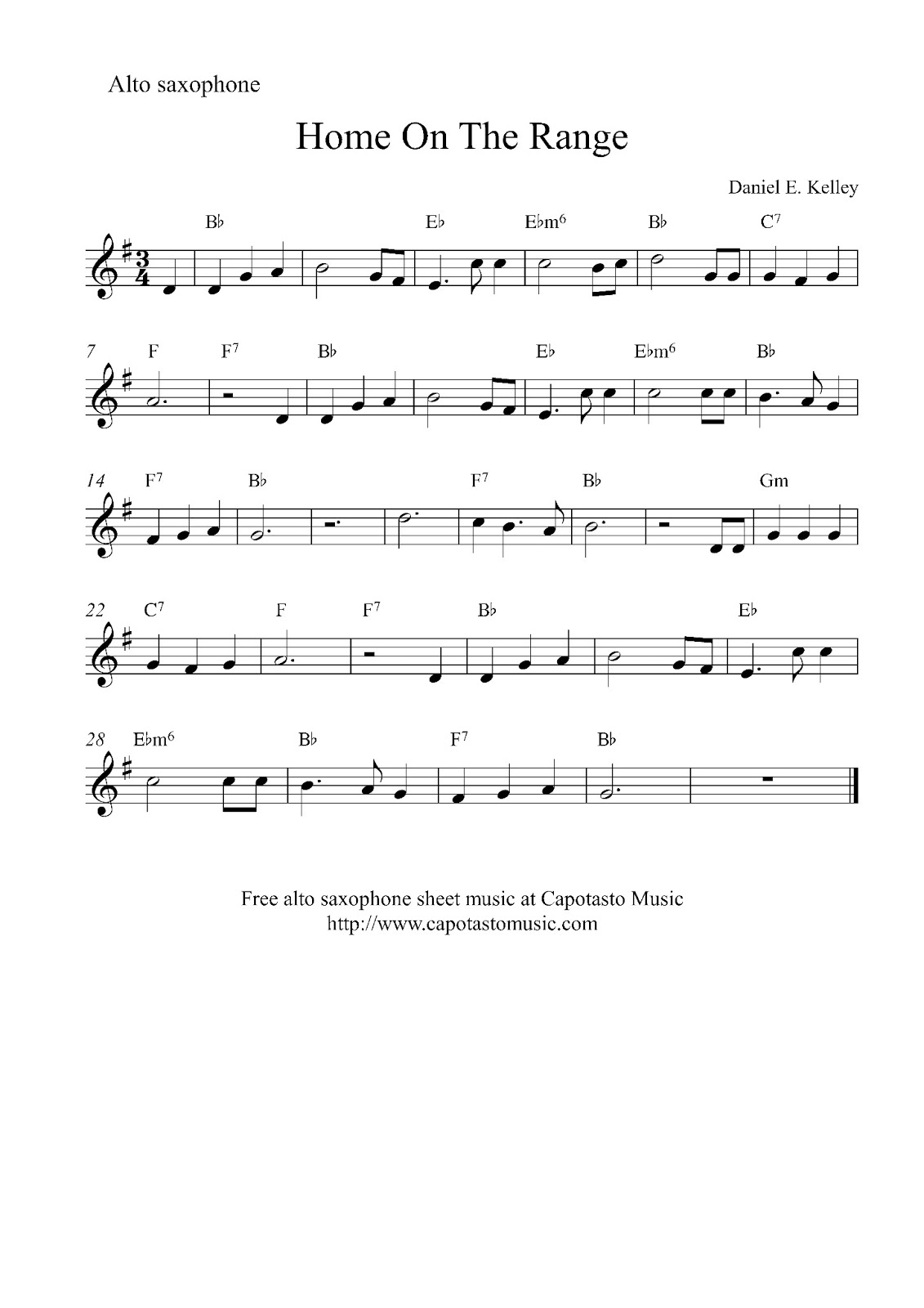 Free Printable Alto Saxophone Sheet Music
