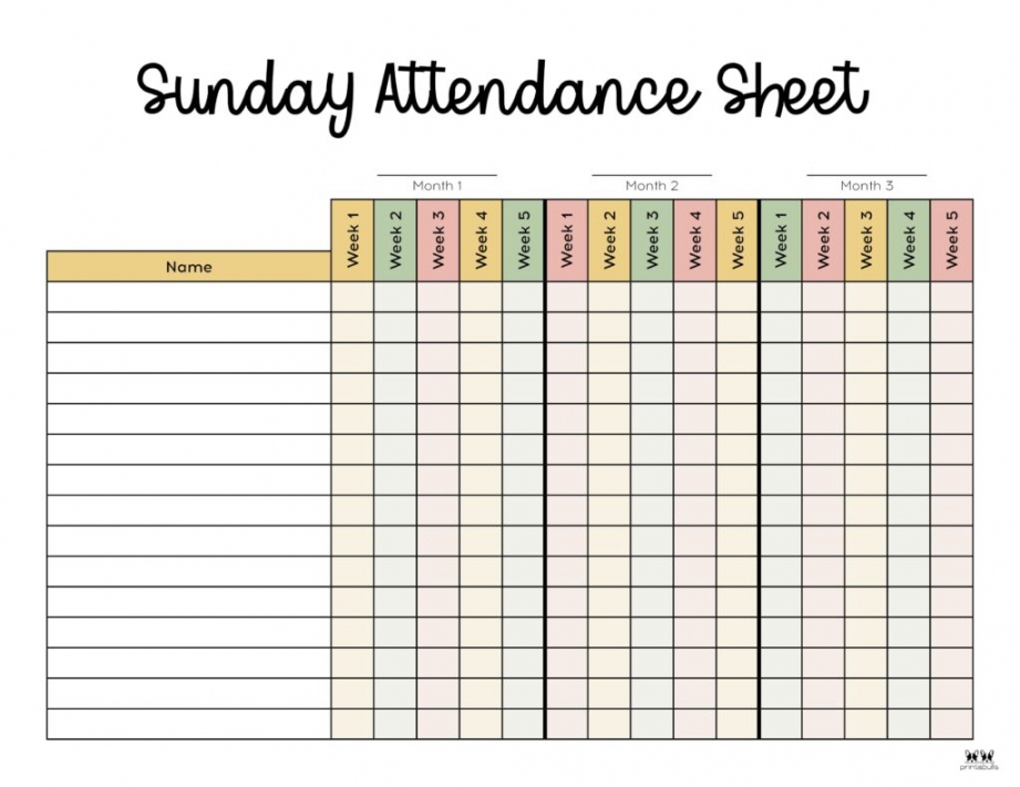 Free Printable Attendance Sheet Free Printable Hq Eroppa
