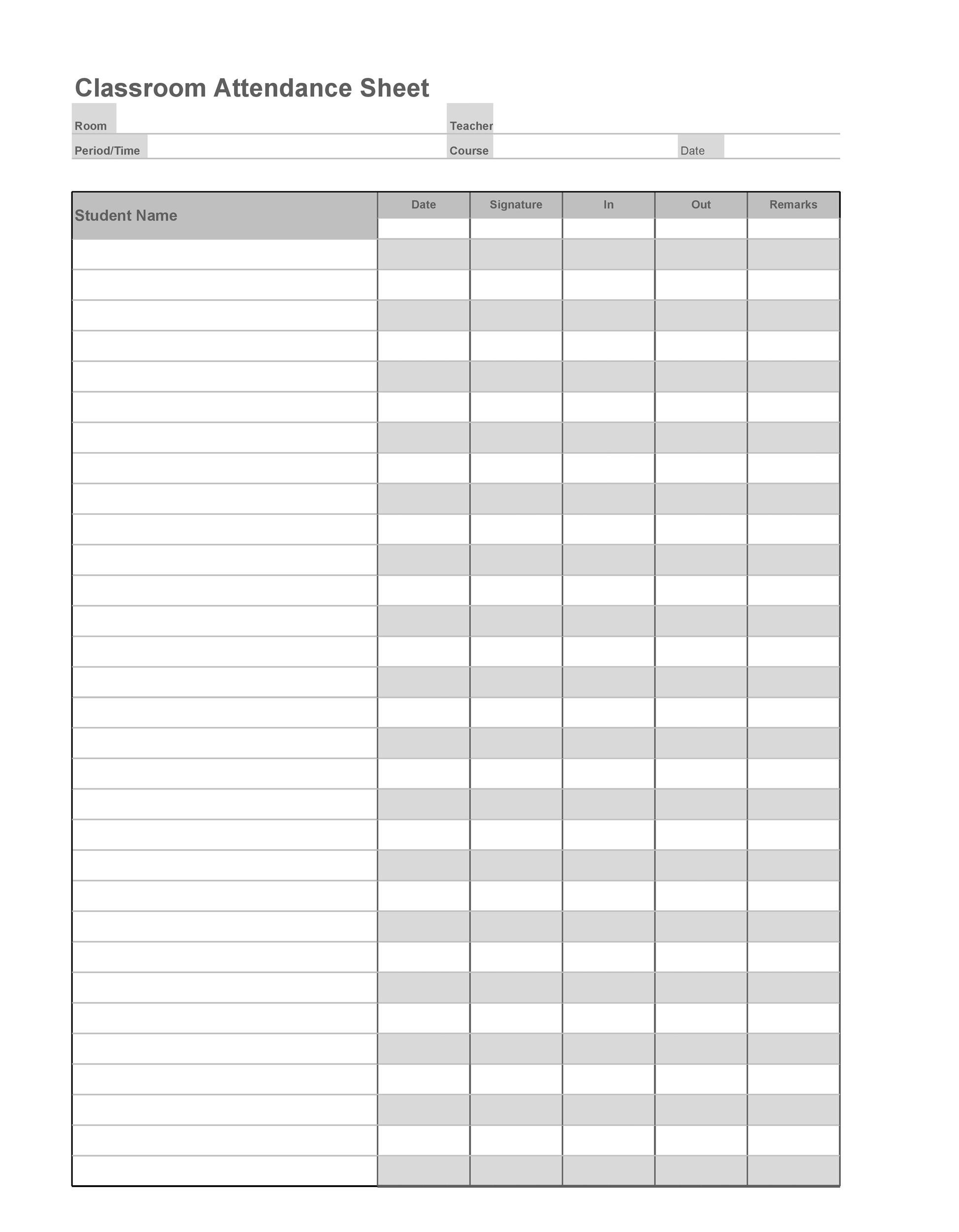 Free Printable Attendance Sheet Free Printable Hq Eroppa