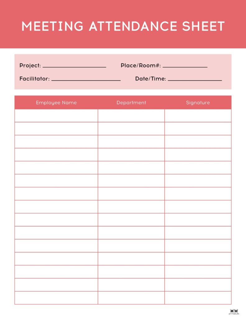 Free Printable Attendance Sheet Templates Word Excel 40 OFF