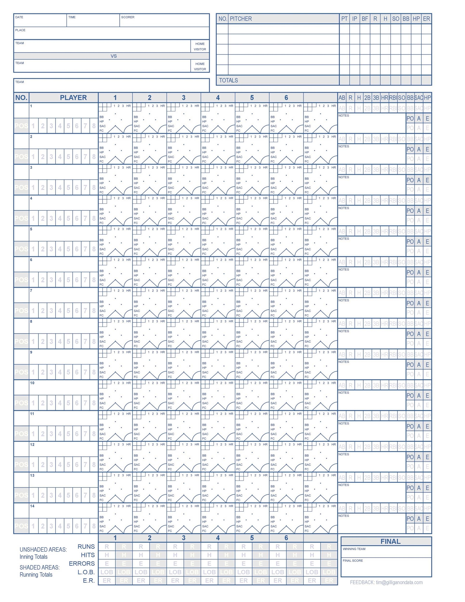 Free Printable Baseball Score Sheet Printable Templates Free
