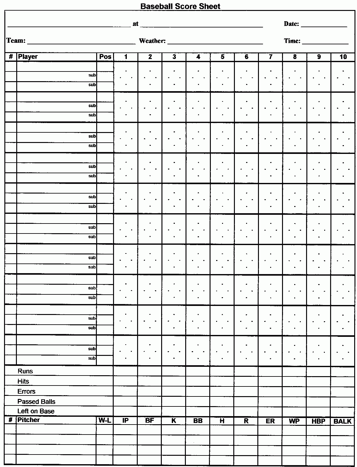 Free Printable Baseball Scorebook