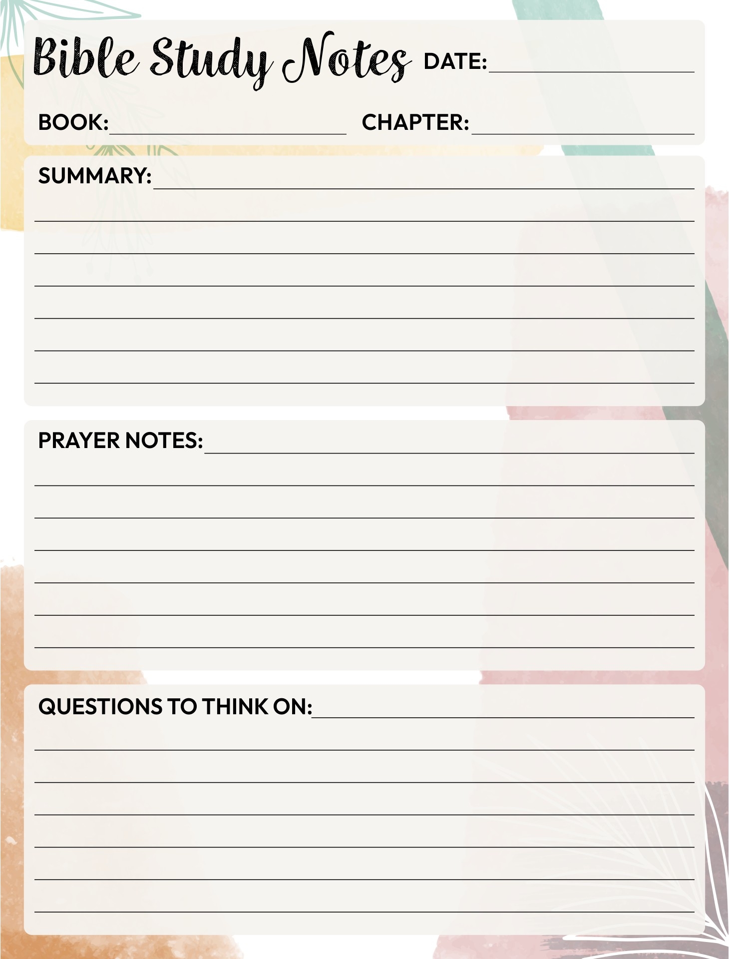 Free Printable Bible Breakdown Sheets