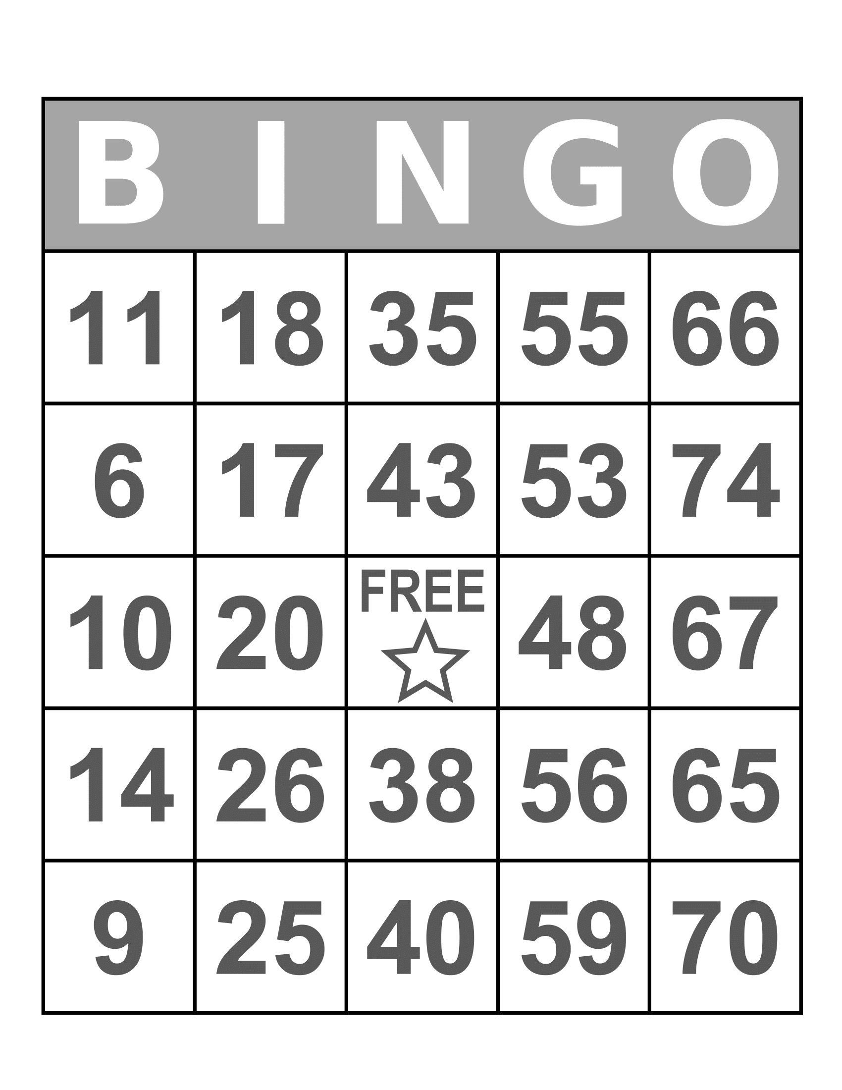 Free Printable Bingo Sheets