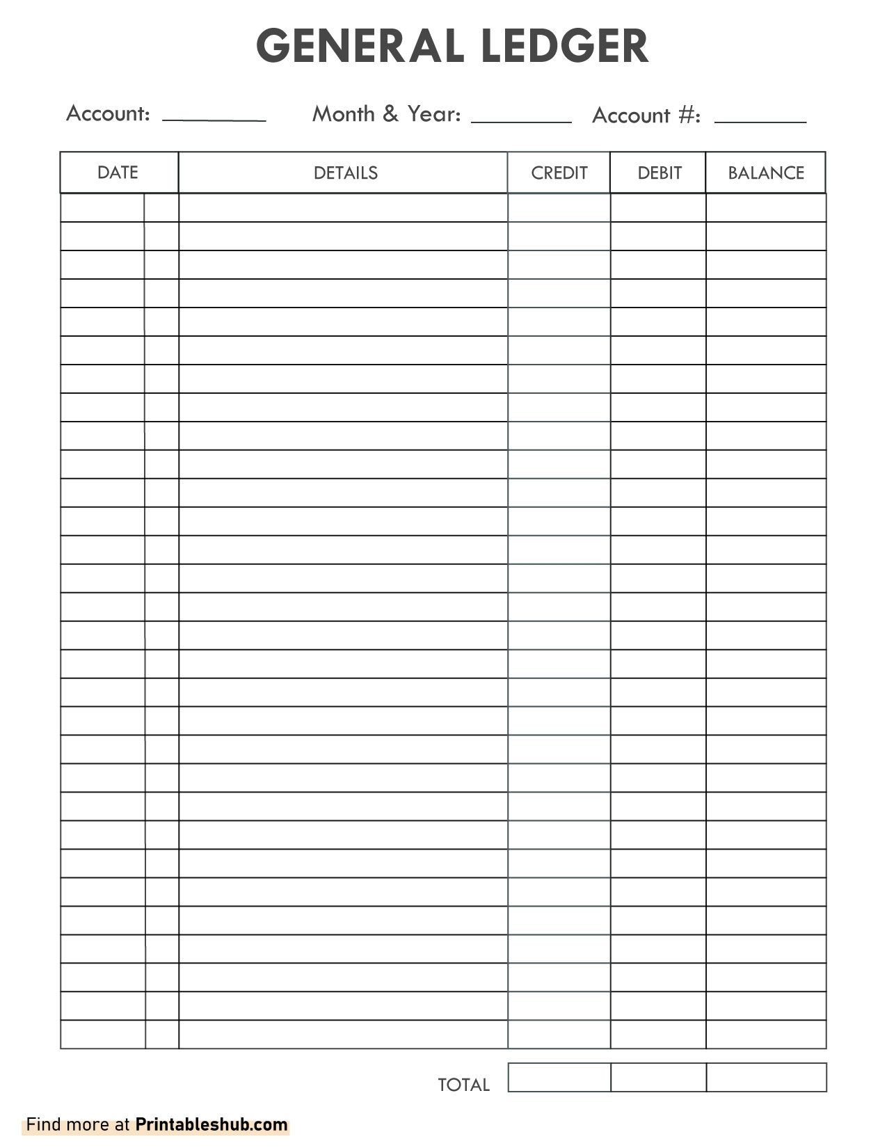 Free Printable Blank Ledger Sheets PDF Included Printables Hub