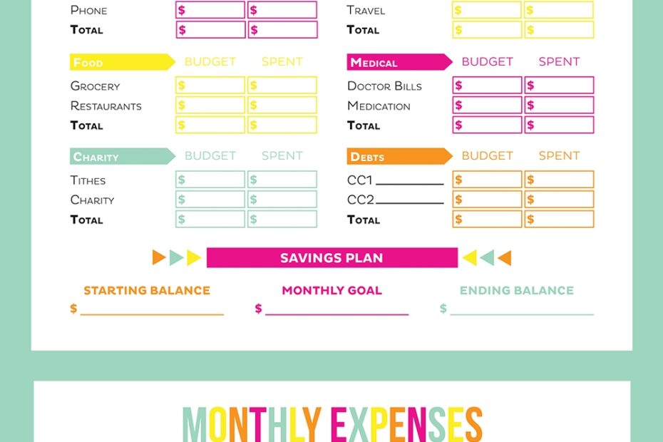 FREE Printable Budget Sheets Printable Crush
