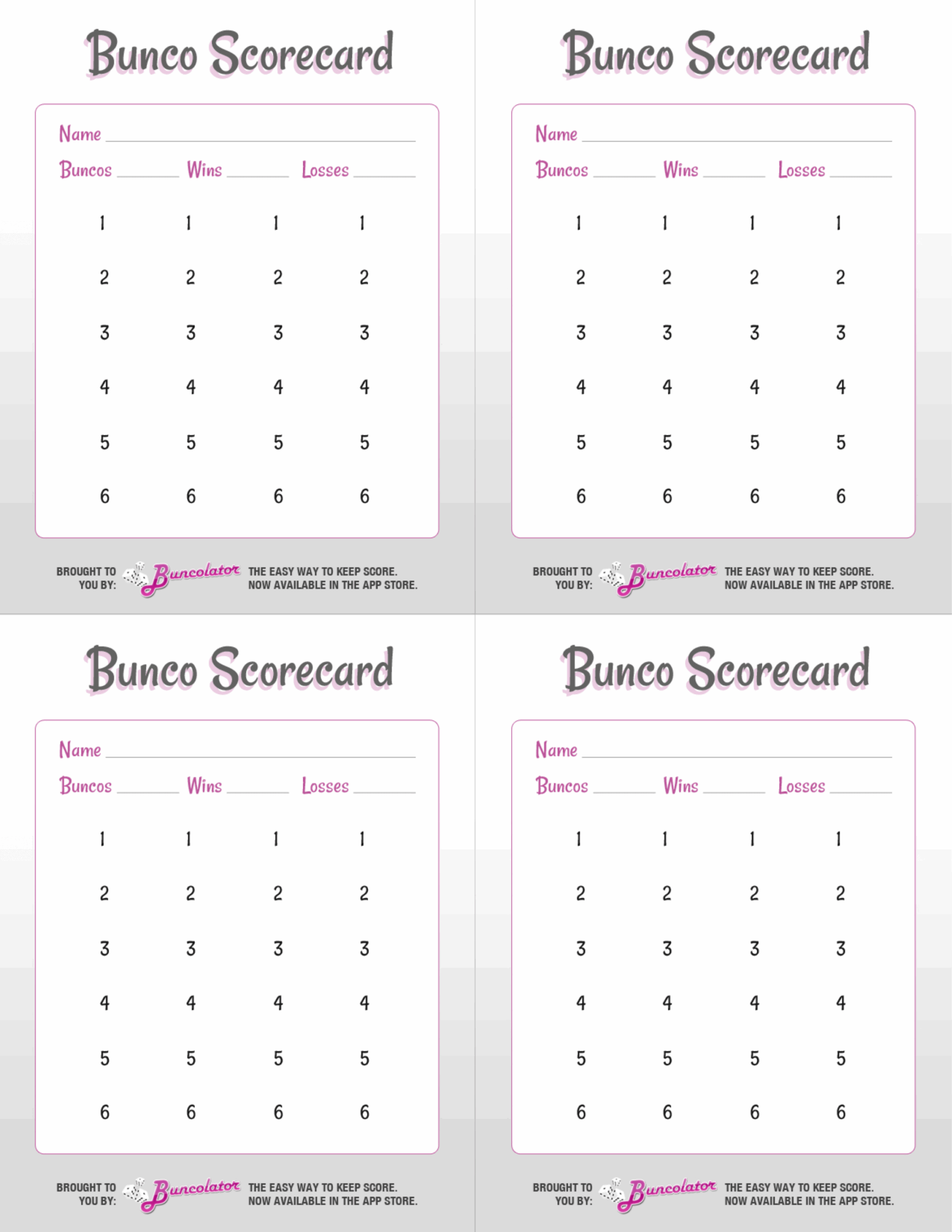Free Printable Bunco Score Sheets 79 Images In Collection Page 1 