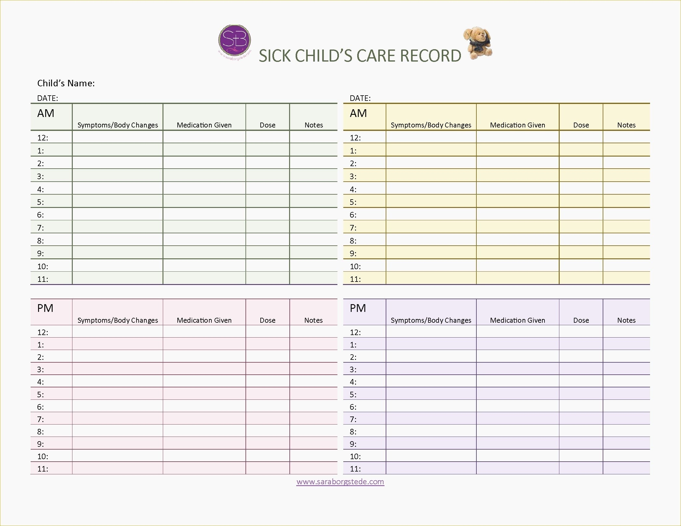 Free Printable Caregiver Daily Log Sheet Print Gerald Printable