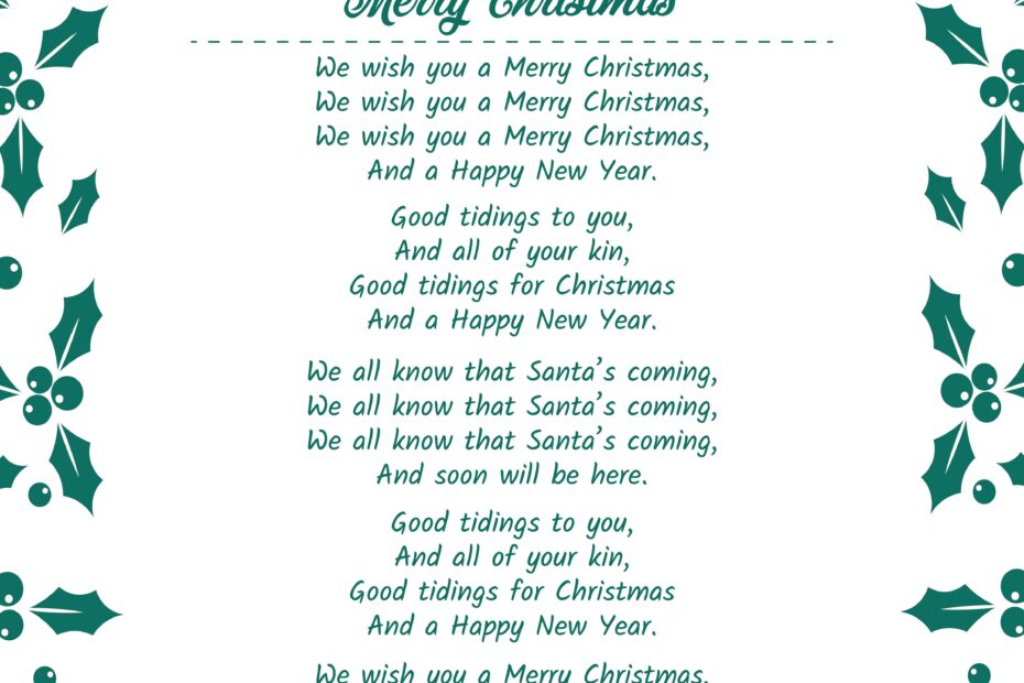 Free Printable Christmas Song Lyrics Printable Word Searches