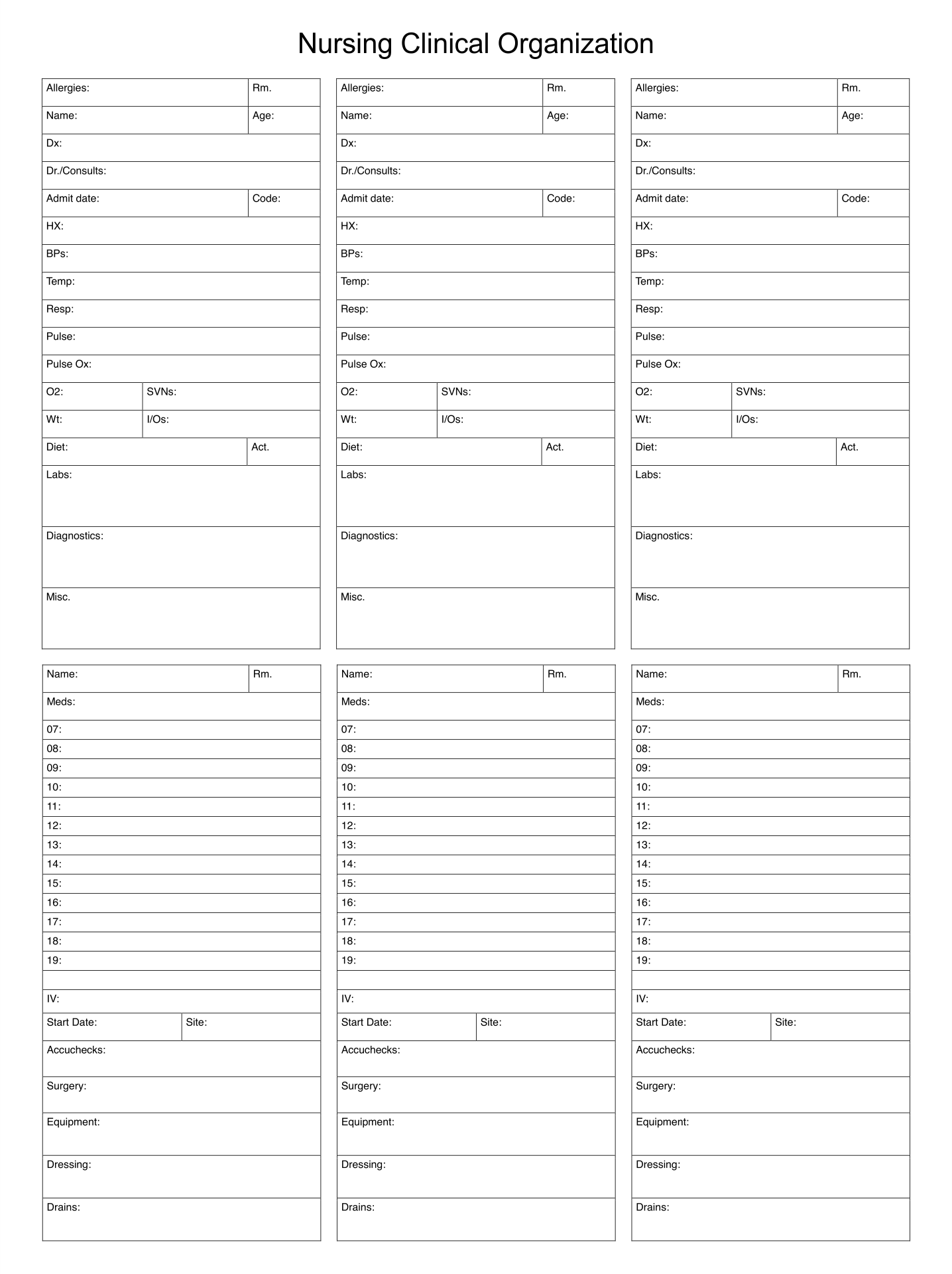 Free Printable Cna Daily Assignment Sheets Printable Templates