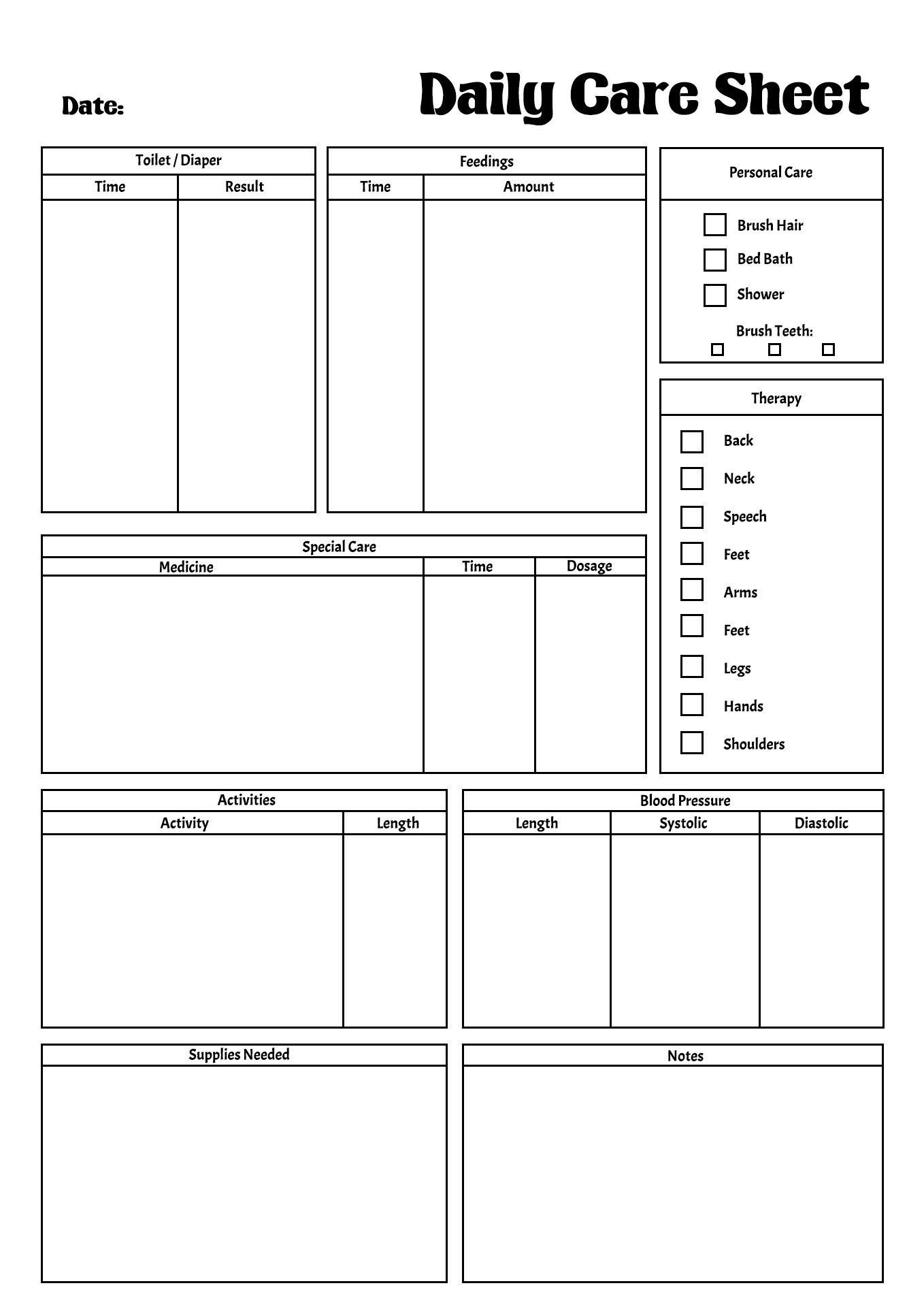 Free Printable Cna Daily Assignment Sheets Printable Templates