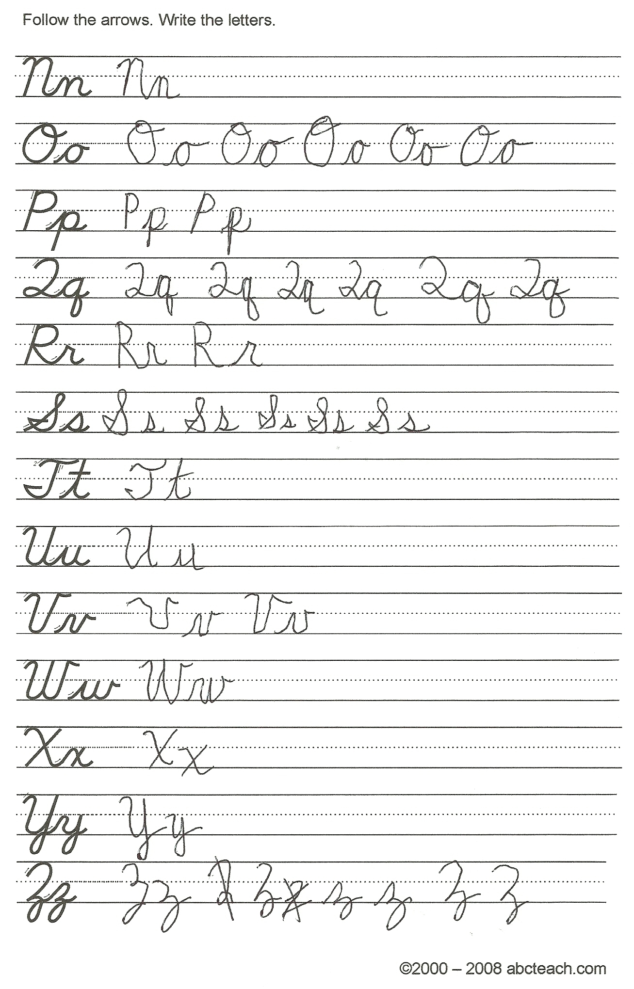 Free Printable Cursive Practice Sheets