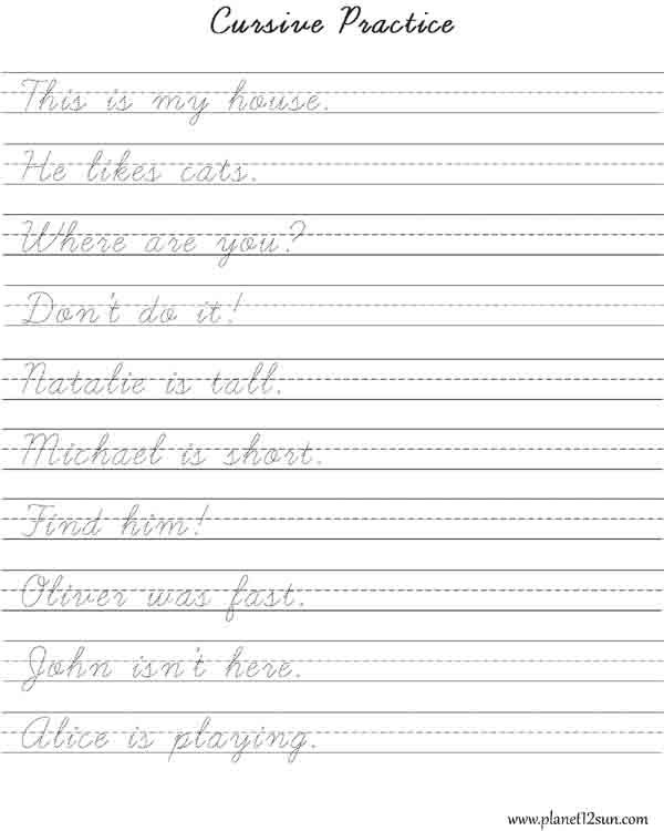 Free Printable Cursive Practice Sheets