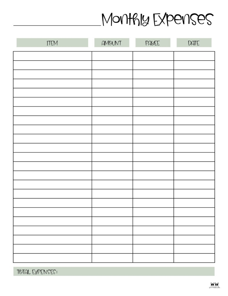 Free Printable Expense Sheet Printable Worksheets