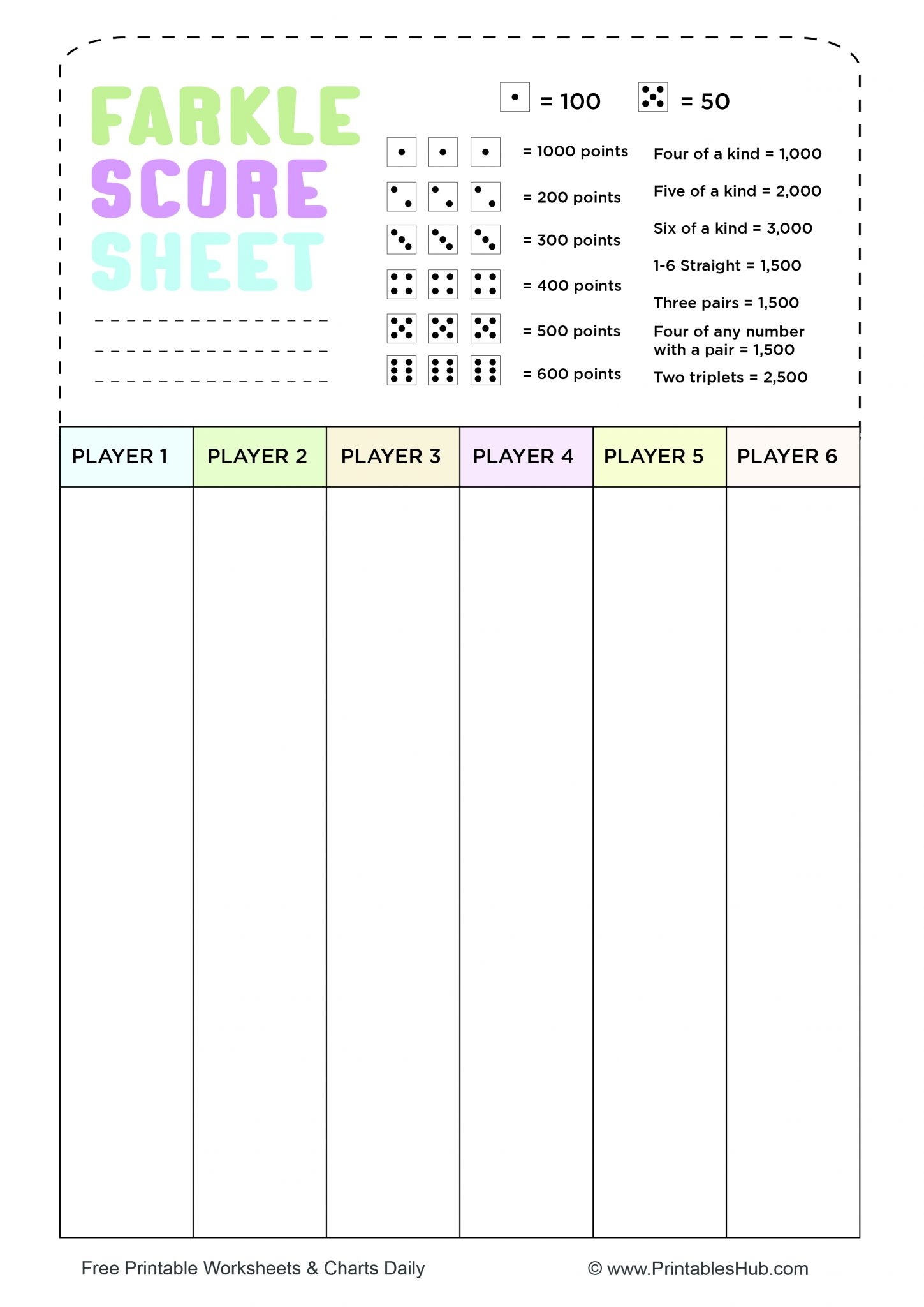 Free Printable Farkle Score Sheets PDF Printables Hub