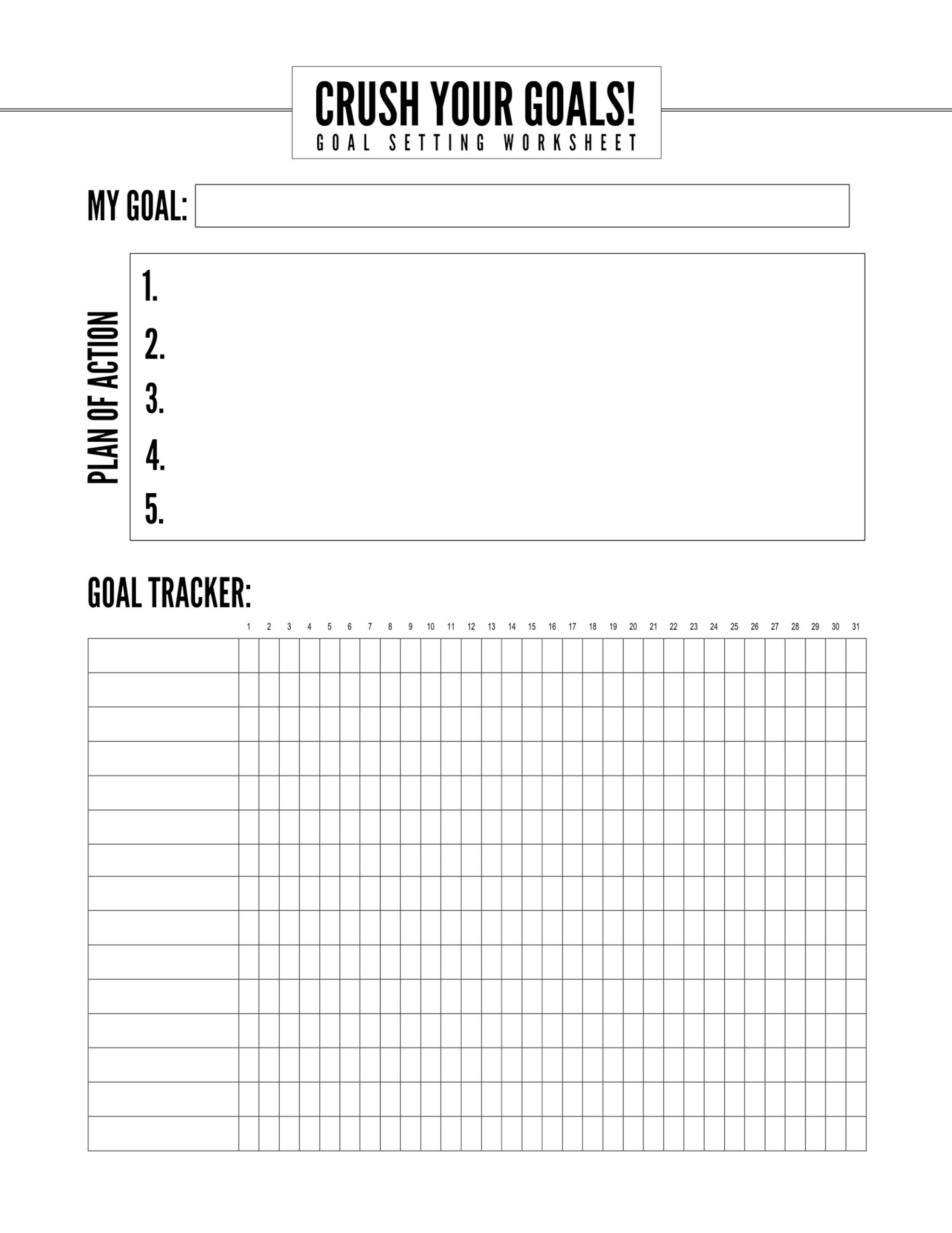 Free Printable Goal Setting Sheets Vrogue co