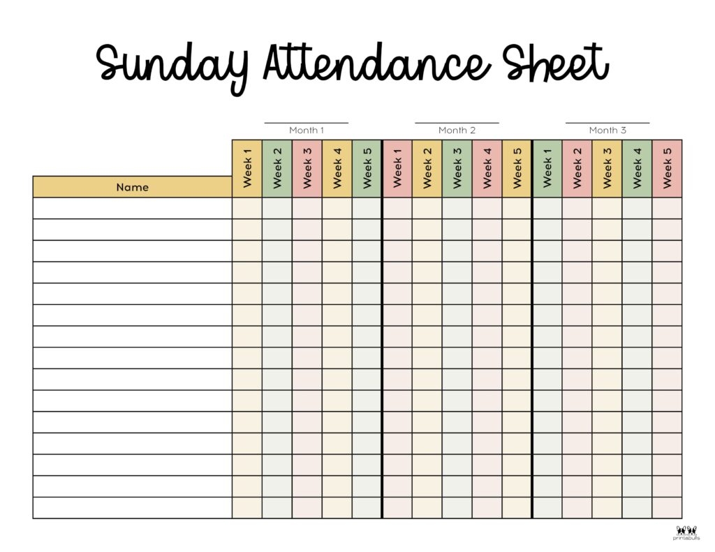 Free Printable Grade And Attendance Sheets In Color Free Coloring 