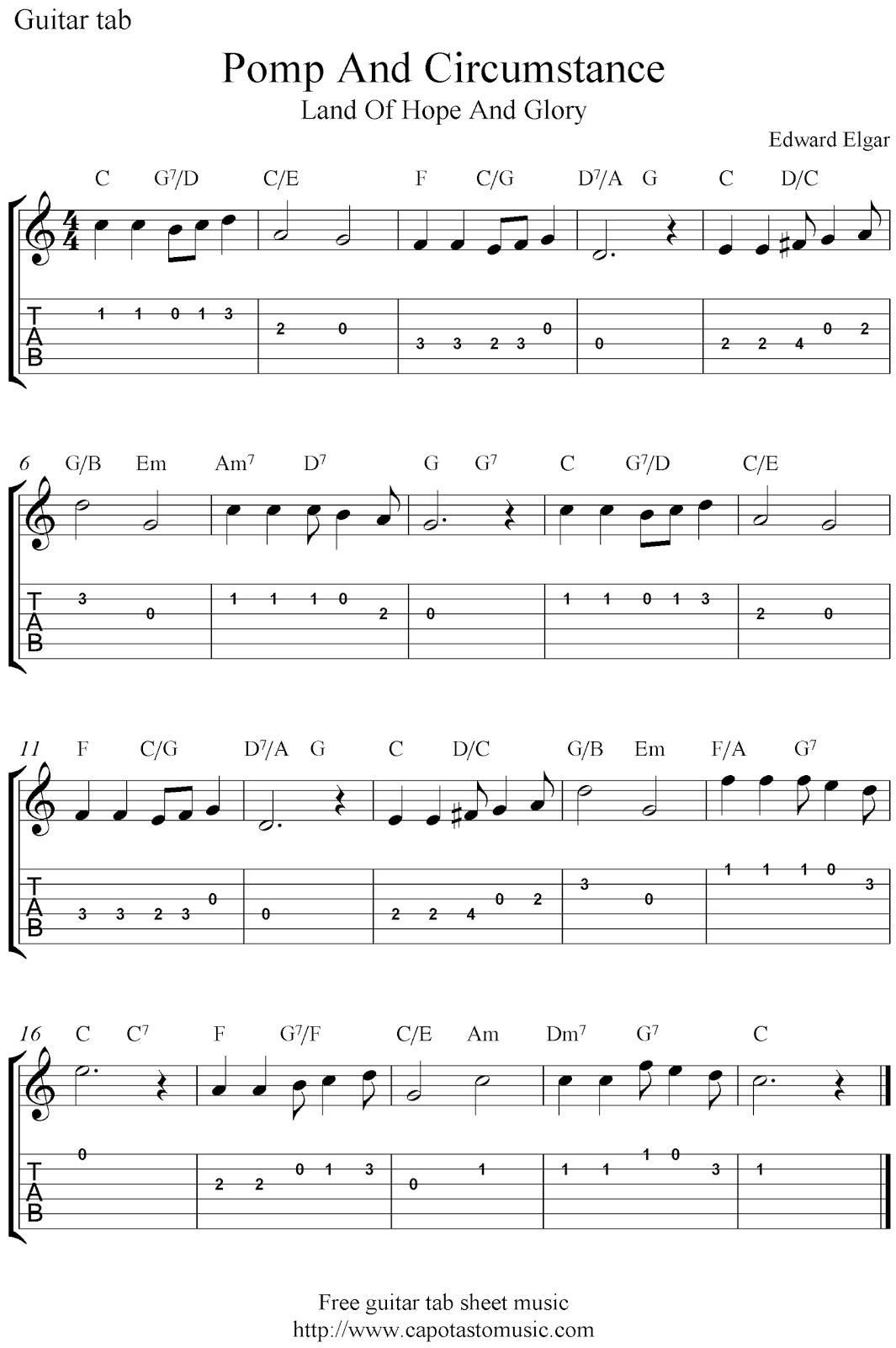 Free Printable Guitar Sheet Music