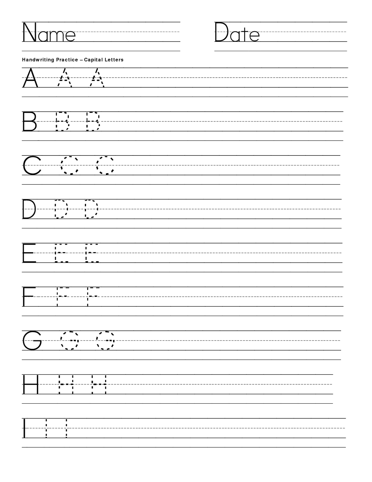Free Printable Handwriting Practice Sheets