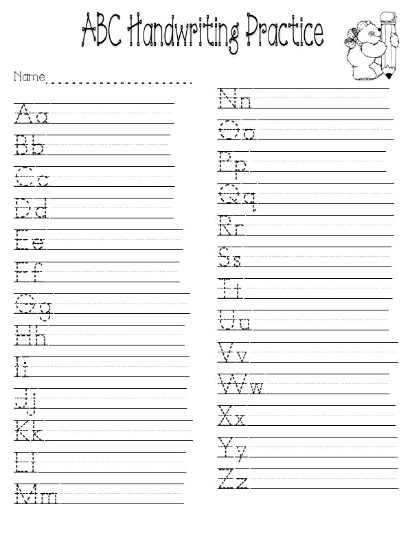 Free Printable Handwriting Practice Sheets