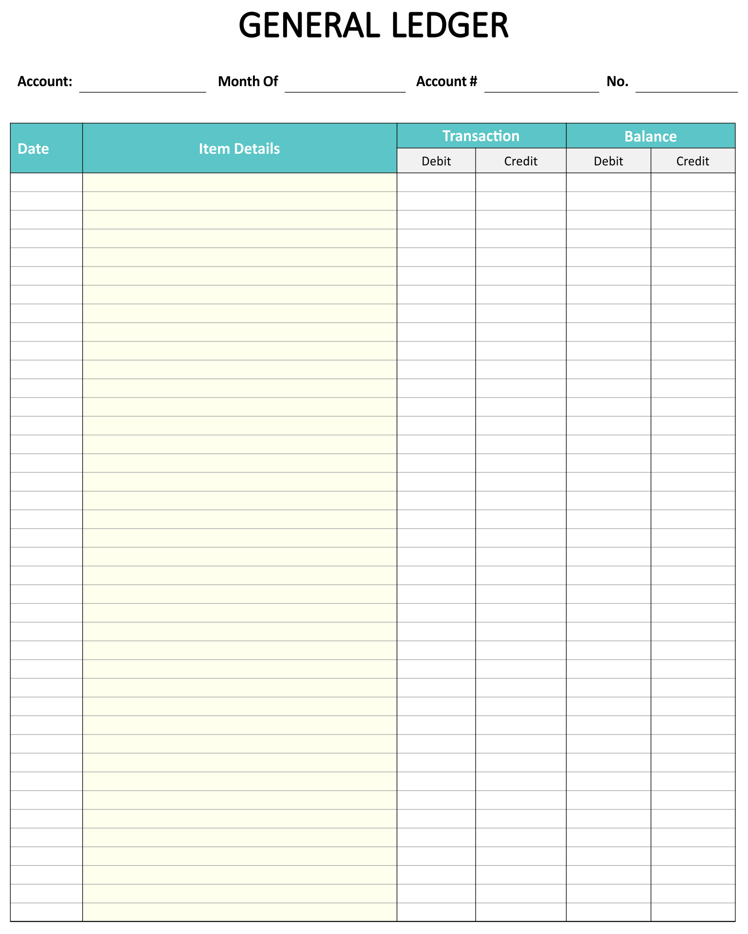Free Printable Ledger Balance Sheet Printable Blank World