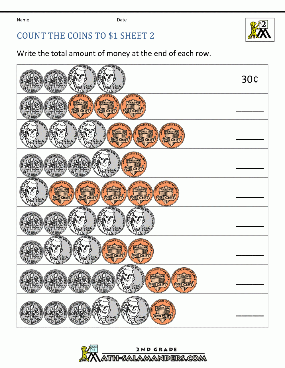 Free Printable Money Math