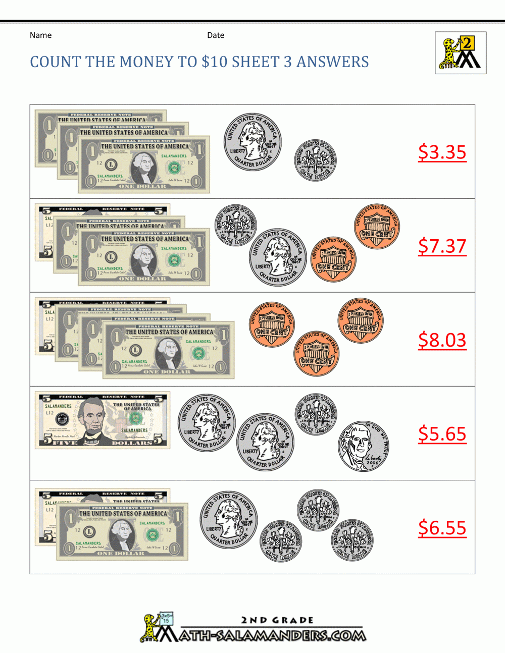 Free Printable Money Sheets