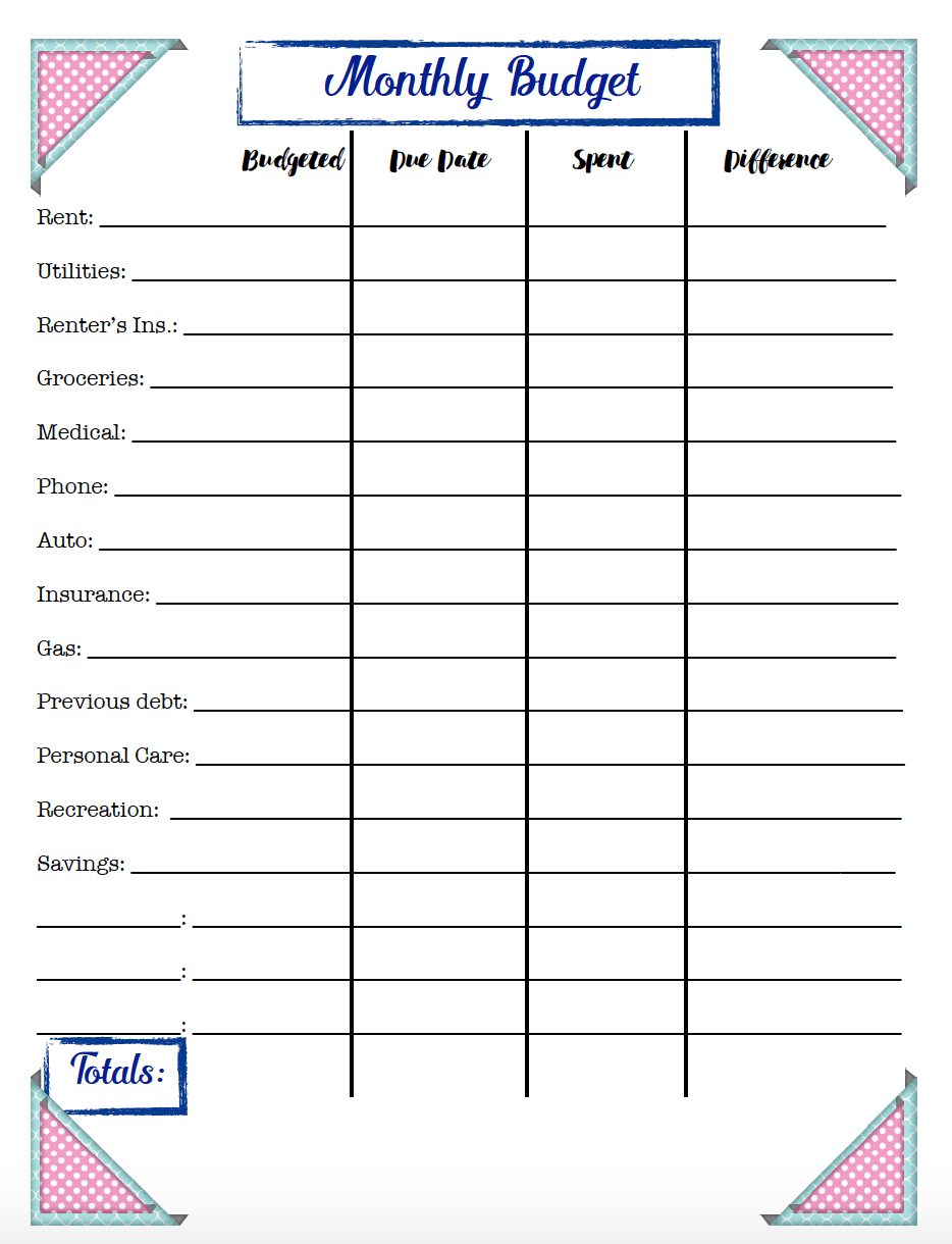 Free Printable Monthly Budget Printable Free Templates Download