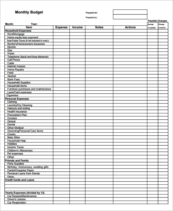 Free Printable Monthly Budget Sheet Template Templates Printable