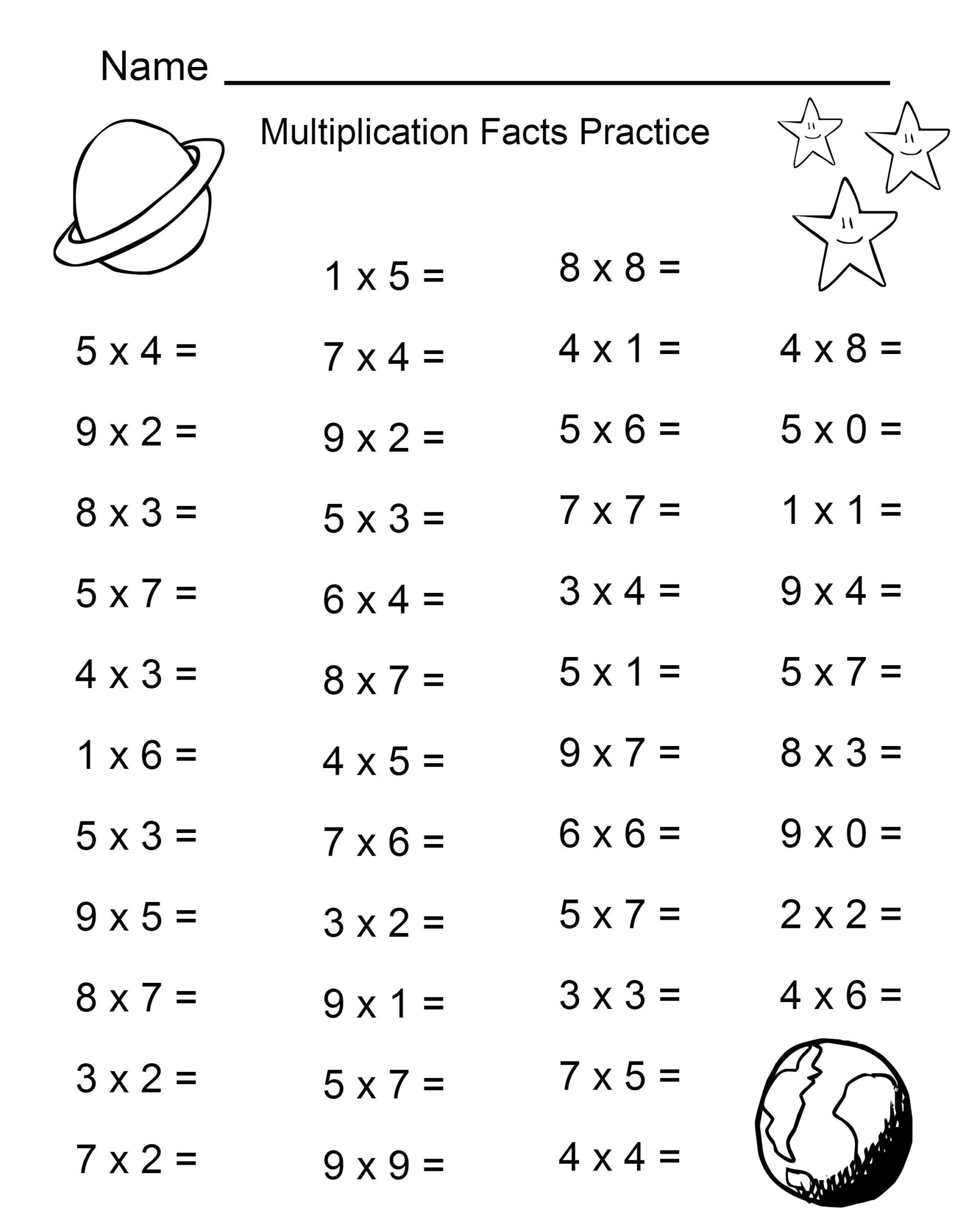 Free Printable Multiplication Practice Sheets
