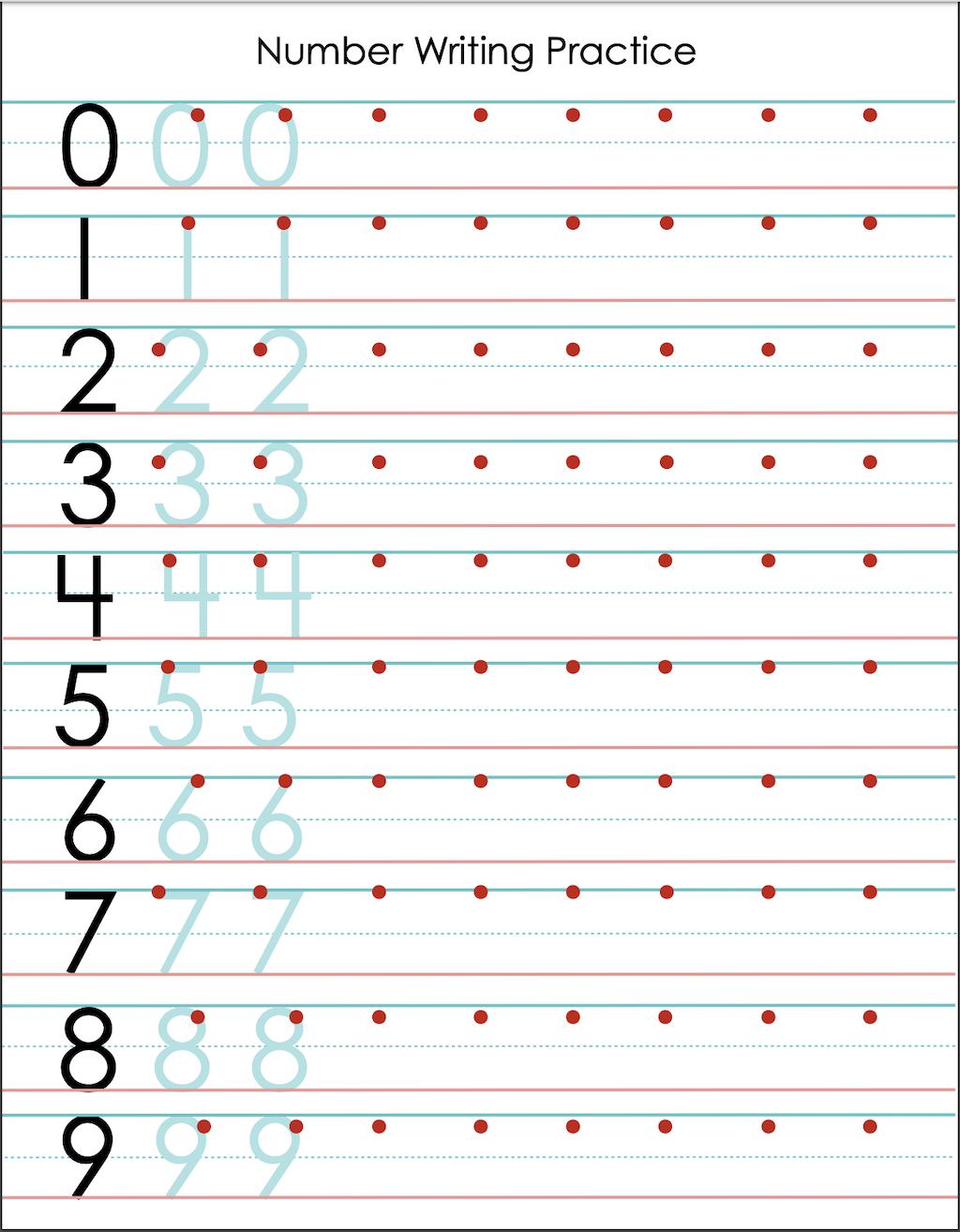 Free Printable Number Writing Practice Sheets