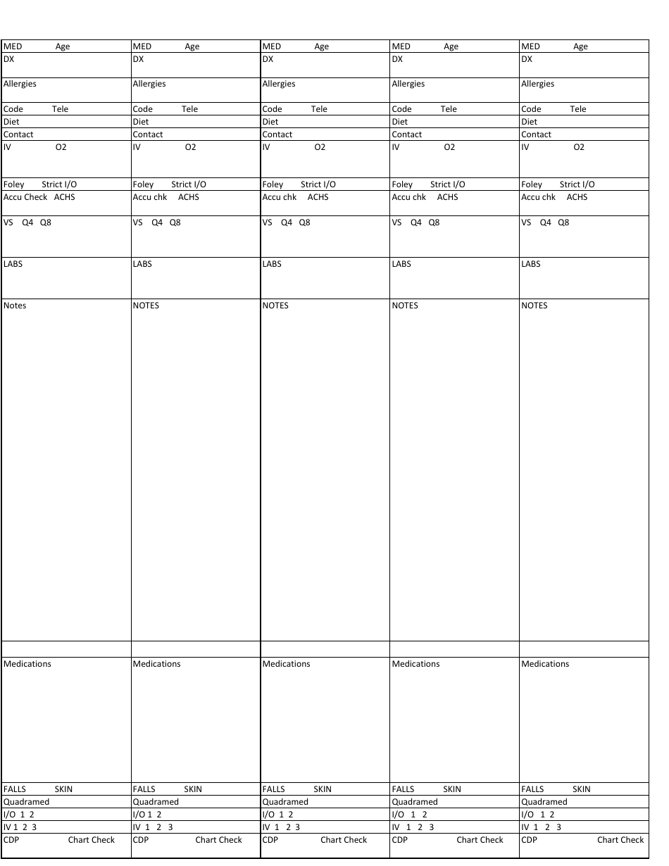 Free Printable Nursing Report Sheet Pdf Printable Form Templates And 