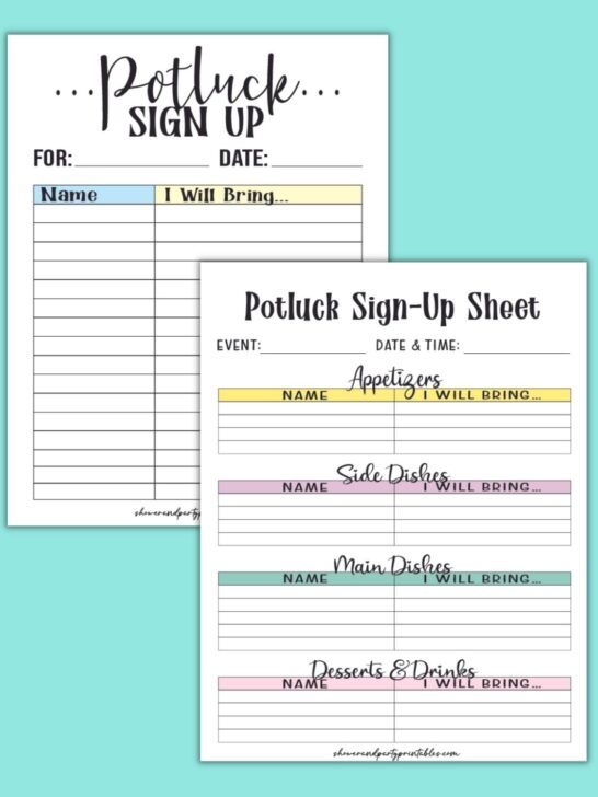 FREE Printable Potluck Sign Up Sheet For Any Occasion Leap Of Faith 
