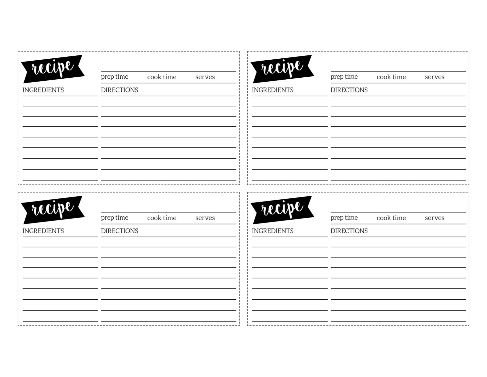 Free Printable Recipe Sheets