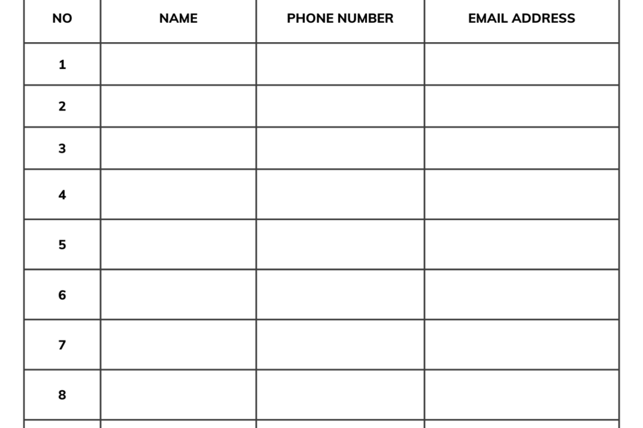 Free Printable Sign up And Sign in Sheet PDF Templates