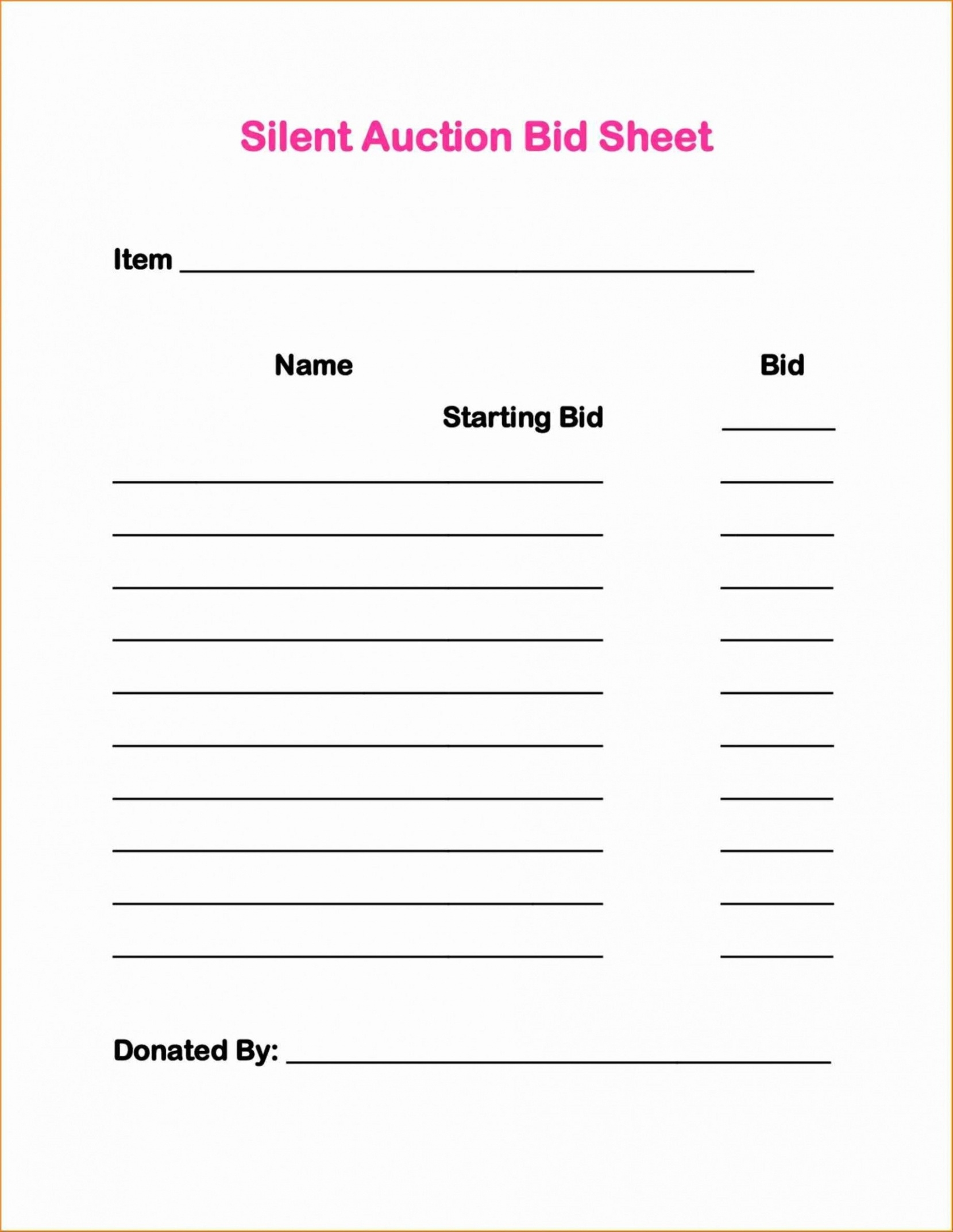 Free Printable Silent Auction Bid Sheet