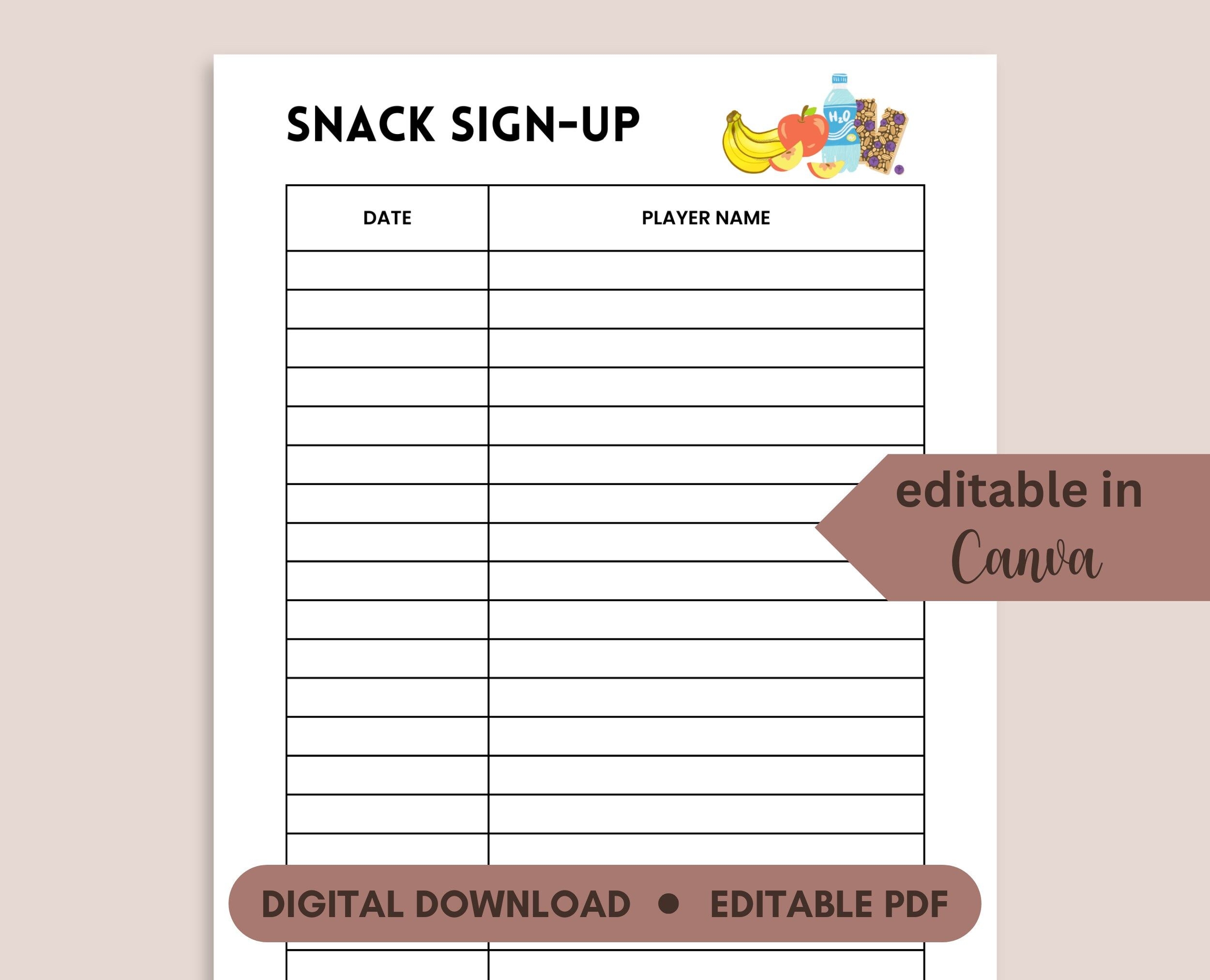 Free Printable Snack Sign Up Sheet
