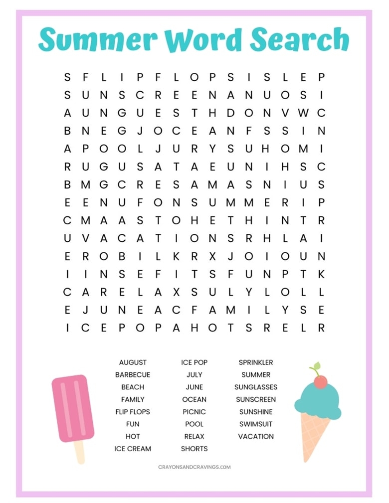 Free Printable Summer Activity Sheets