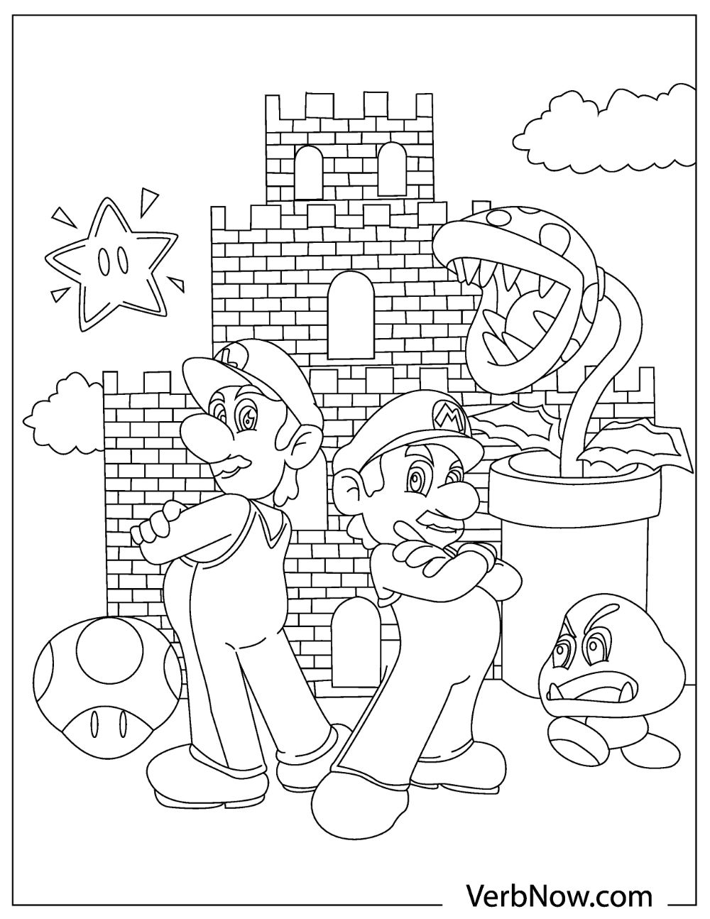 Free Printable Super Mario Pdf Coloring Page Super Mario