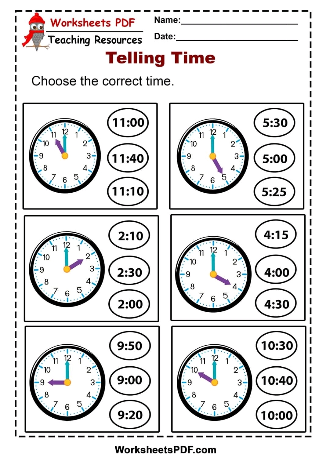 Free Printable Telling Time Worksheets Time Worksheets