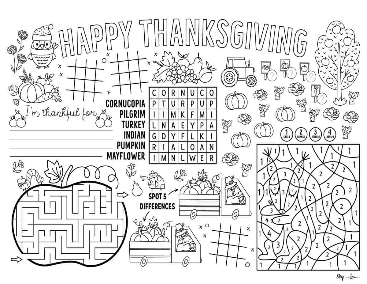 Free Printable Thanksgiving Activity Sheets Printable New Year Banners Free Printable Thanksgiving Activity Sheets Printable New Year Banners