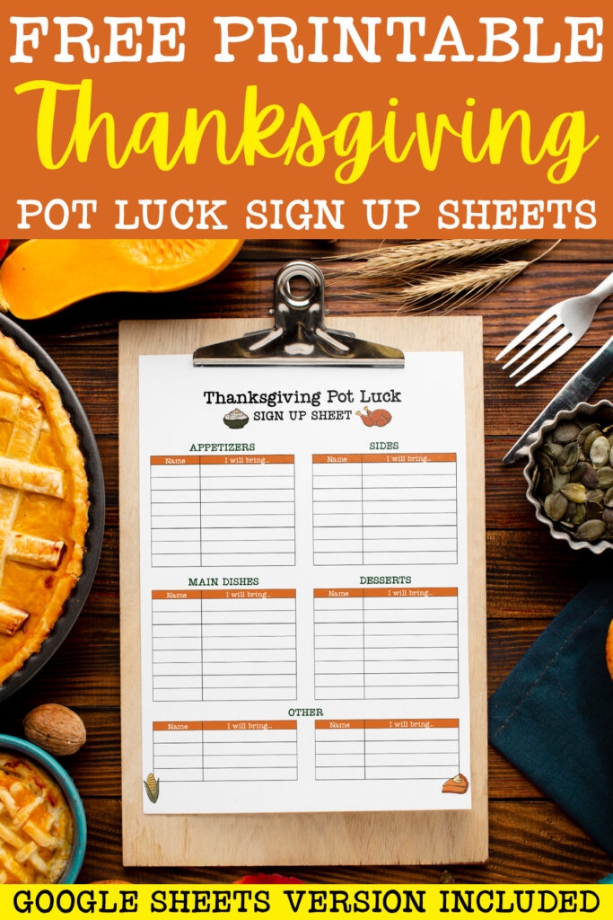 Free Printable Thanksgiving Potluck Sign Up Sheet Pinterest 7 Mom Envy