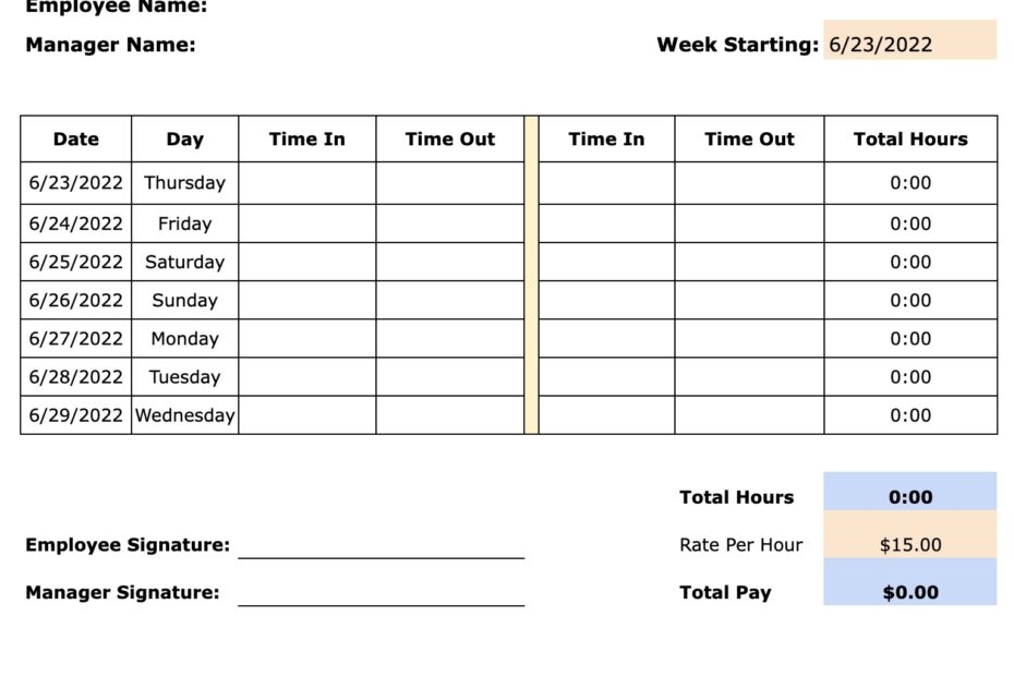 Free Printable Time Sheets Templates Printables Template Free