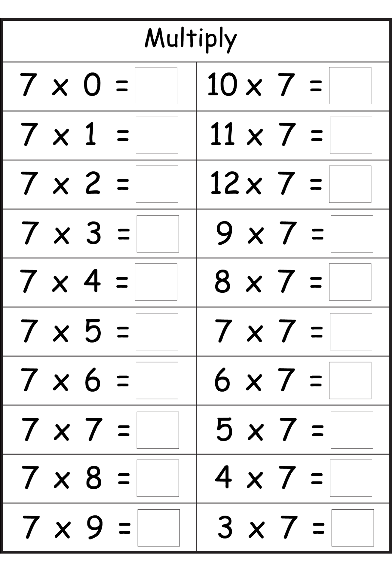 Free Printable Times Table Sheets You Can Also Use The Worksheet 