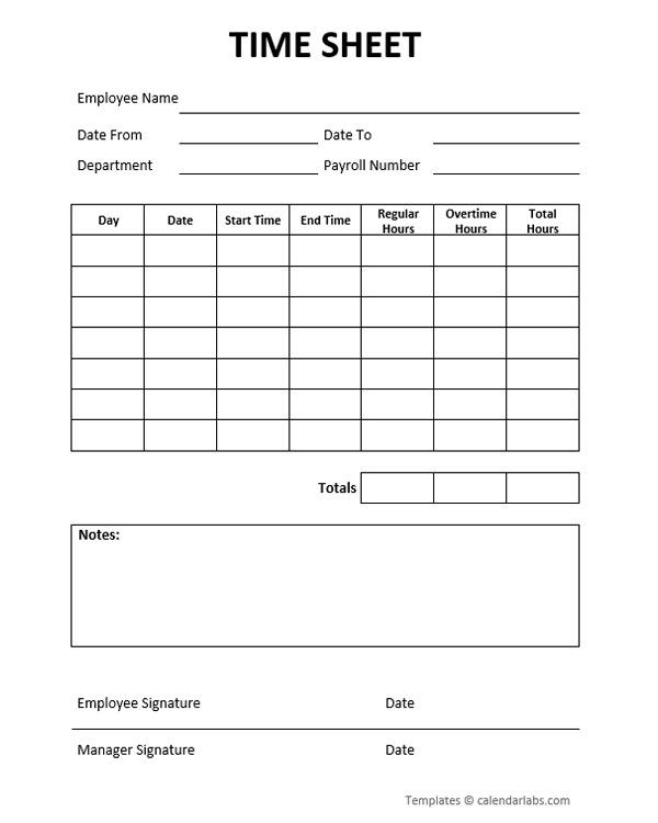 Free Printable Timesheet Template CalendarLabs Worksheets Library