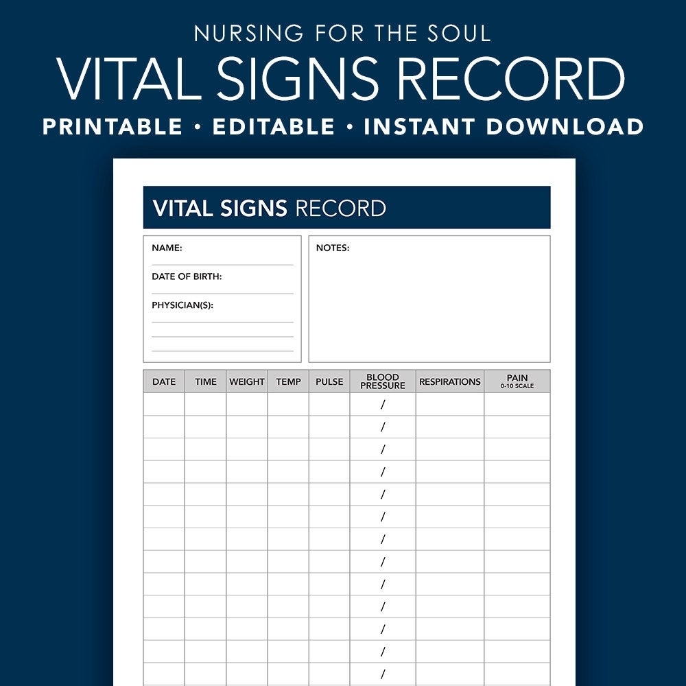 Free Printable Vital Sign Sheets Dev onallcylinders