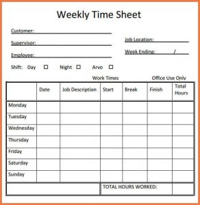Free Printable Weekly Time Sheets Pdf Brennan