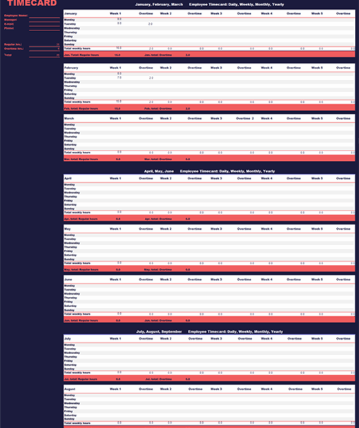 Free Printable Weekly Time Sheets Pdf DocTemplates