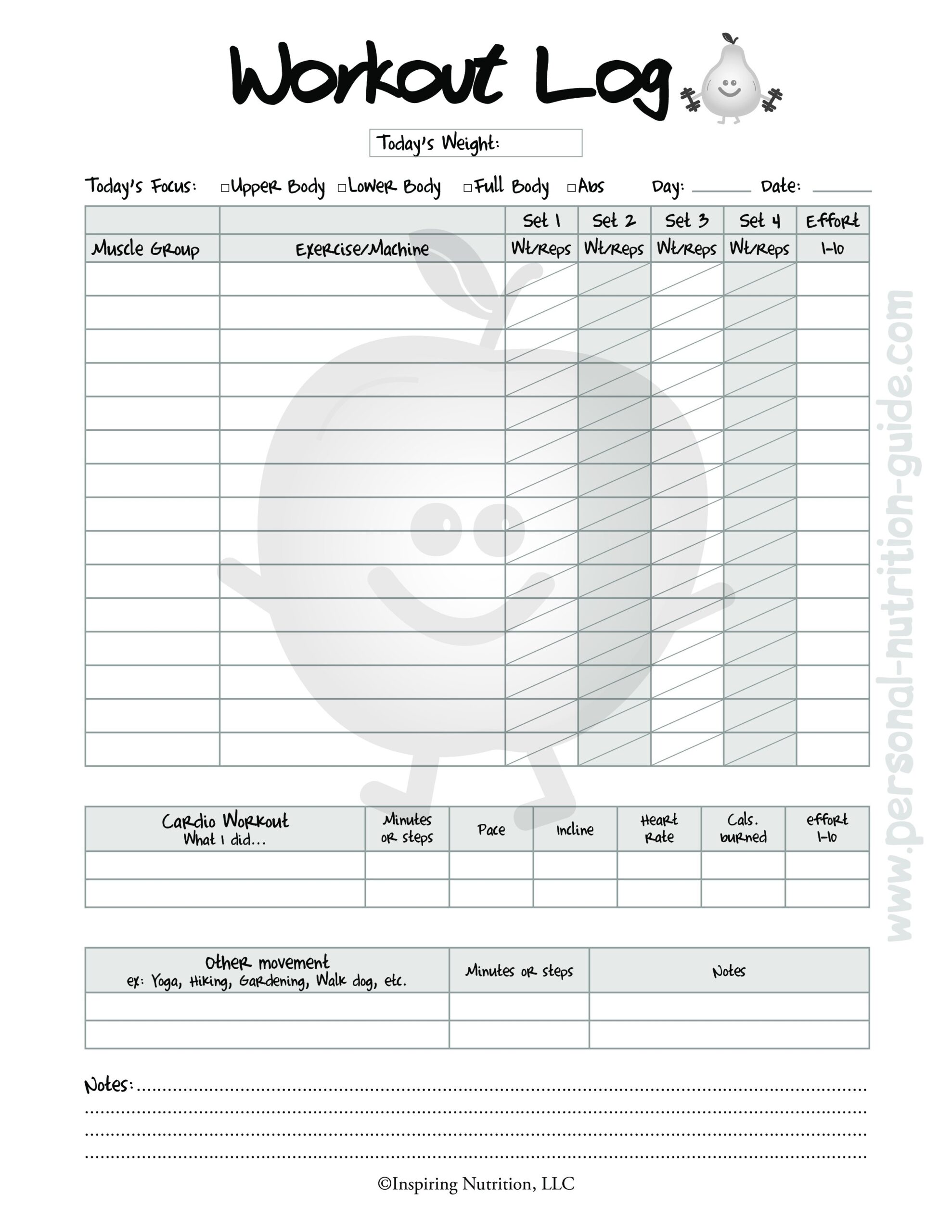 Free Printable Workout Log Sheets Free Printable