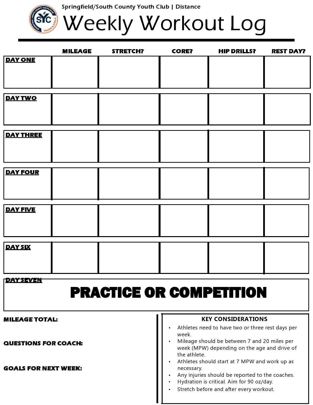 Free Printable Workout Log Sheets Pdf